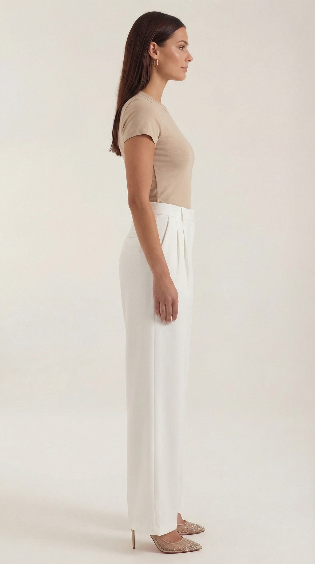 Pantalón blanco de talle alto para mujer con pinzas - Foto 2
