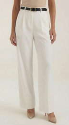 Pantalón blanco de talle alto para mujer con pinzas - Foto 3