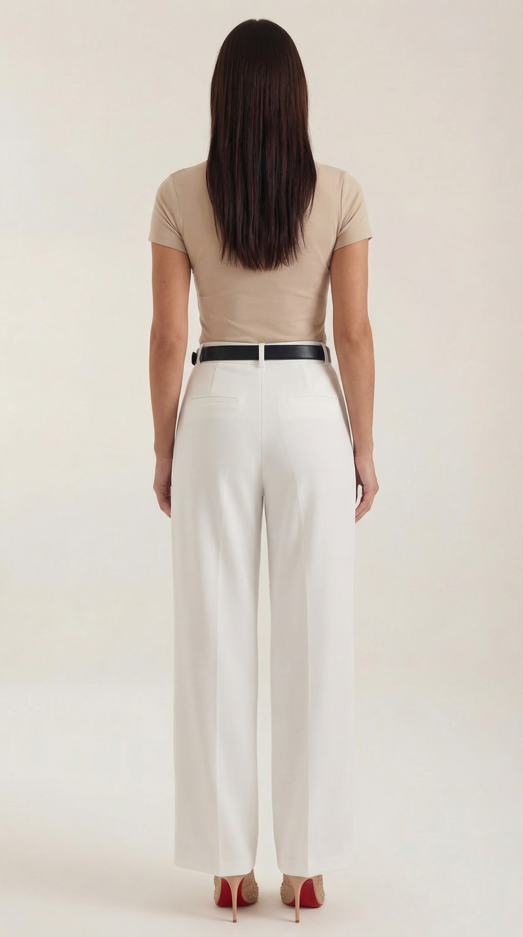Pantalón blanco de talle alto para mujer con pinzas - Foto 4