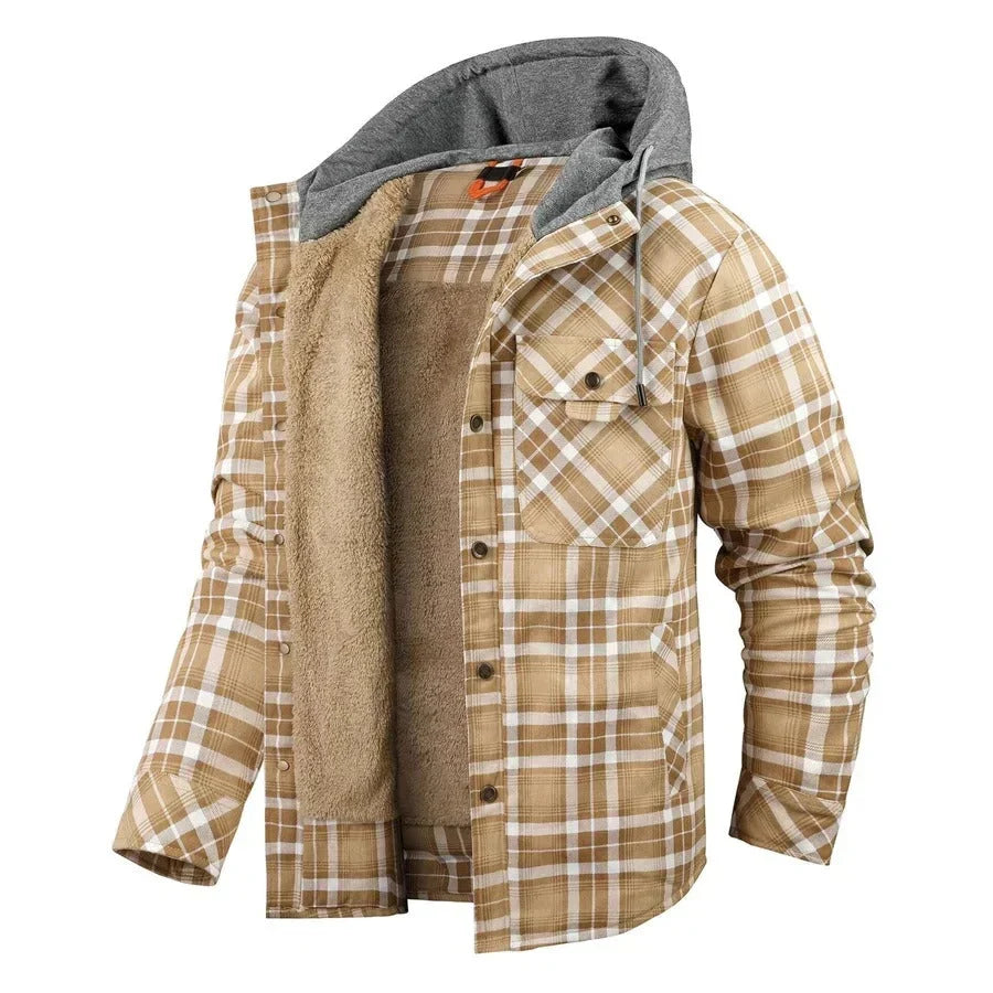 Chaqueta ligera de cuadros con capucha para hombre - Foto 3