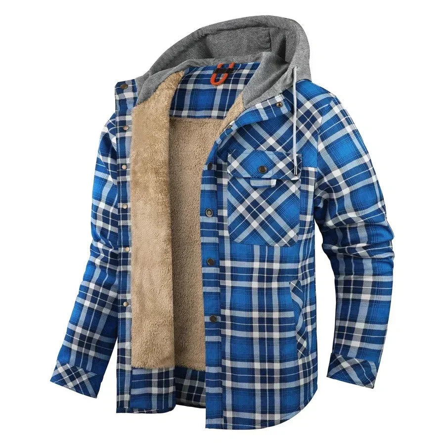 Chaqueta ligera de cuadros con capucha para hombre - Foto 4