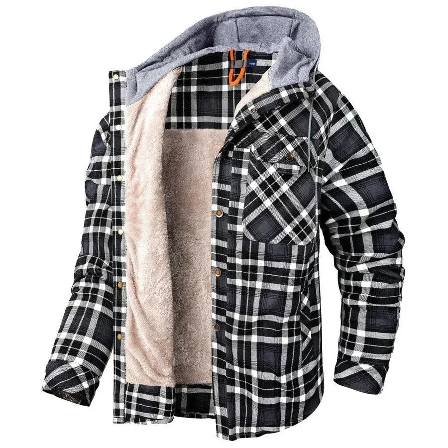 Chaqueta ligera de cuadros con capucha para hombre - Foto 2
