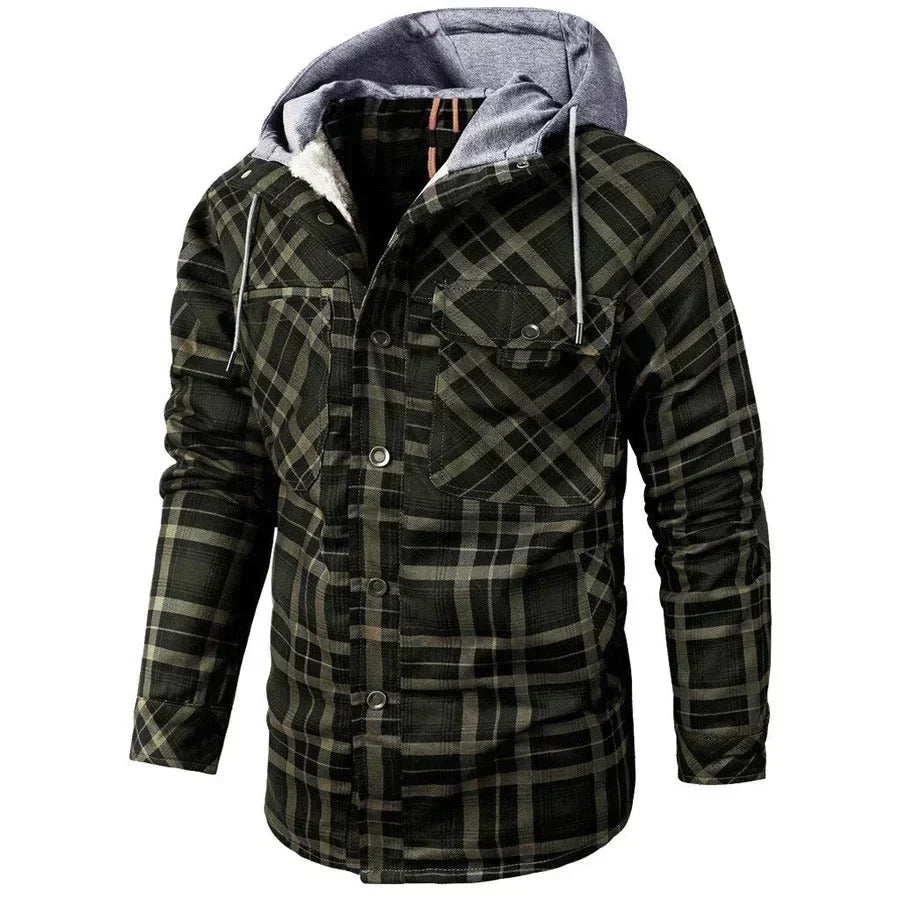 Chaqueta ligera de cuadros con capucha para hombre - Foto 5