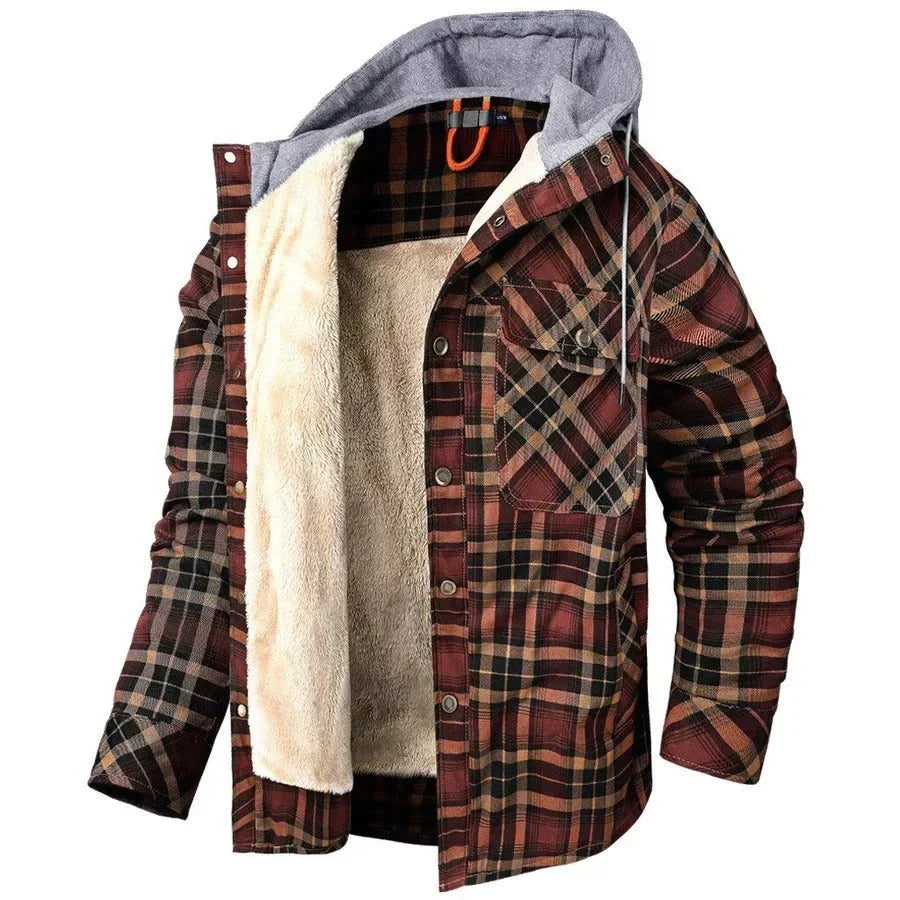 Chaqueta ligera de cuadros con capucha para hombre - Foto 6