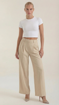 Pantalón de talle alto para mujer con pinzas y pierna ancha - Foto 1