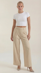 Pantalón de talle alto para mujer con pinzas y pierna ancha - Foto 1