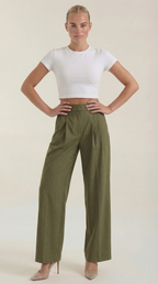 Pantalón de talle alto para mujer con pinzas y pierna ancha - Foto 9