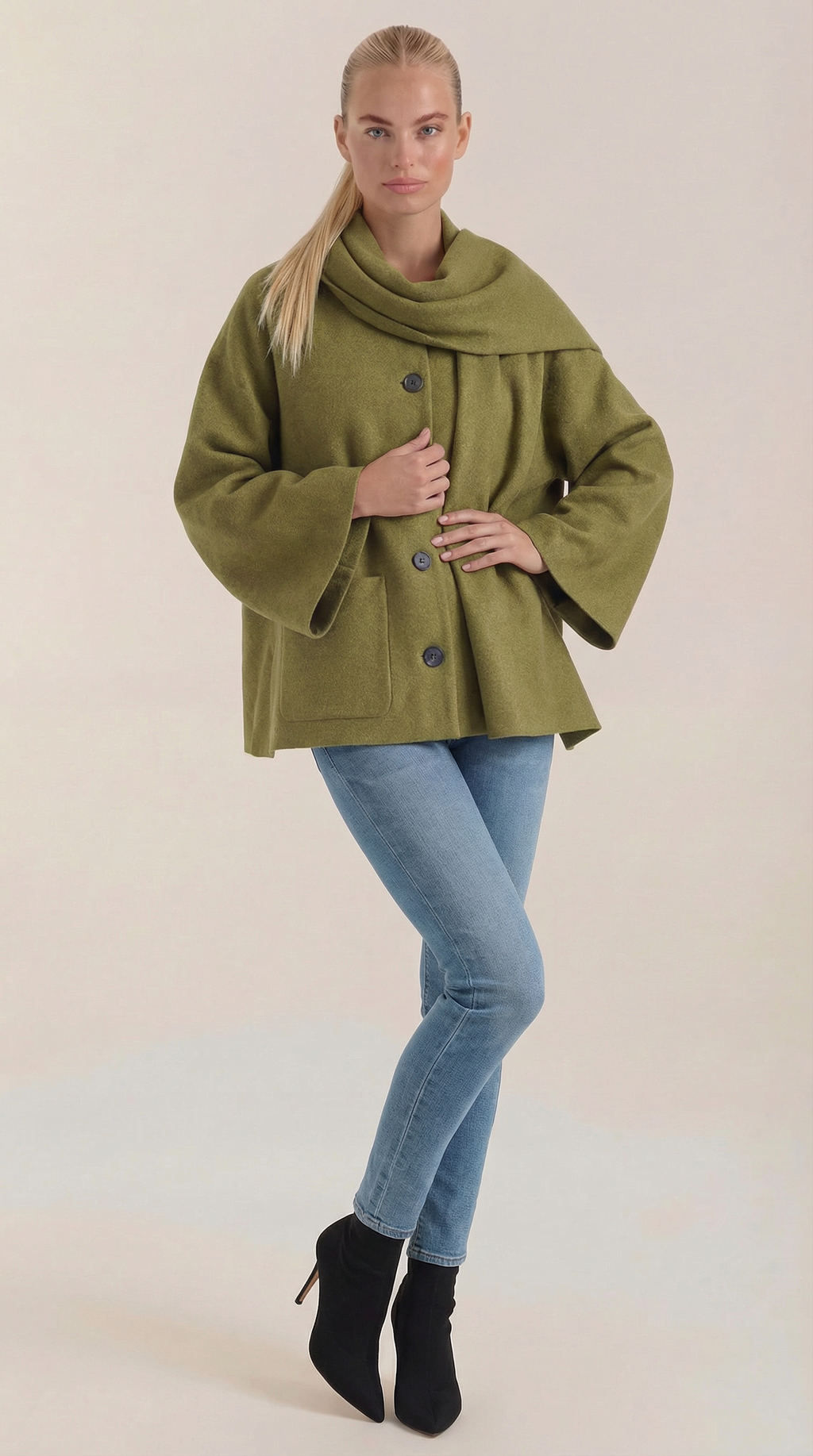 Abrigo capa con bufanda para mujer, suave y abrigado - Foto 8