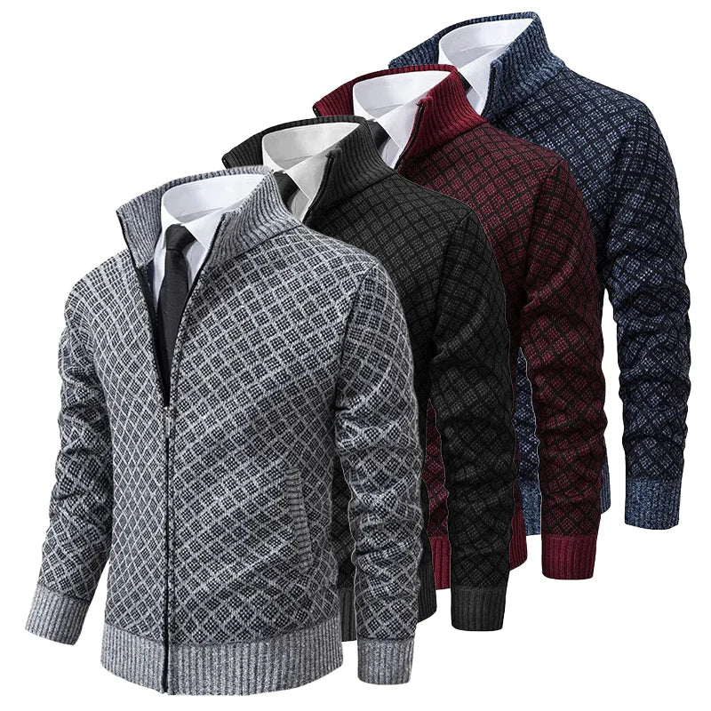 Chaqueta de punto con cremallera para hombre, cuello alto - Foto 5