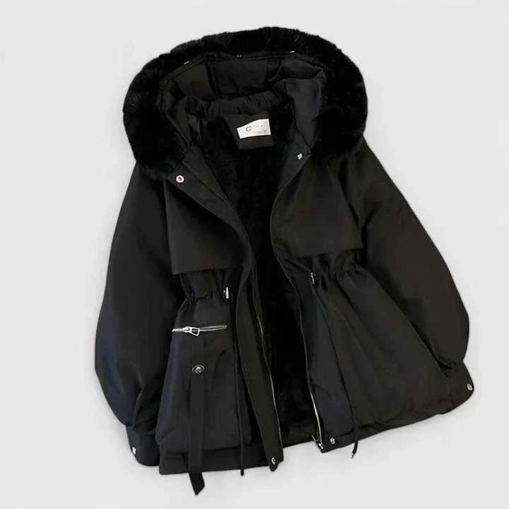 Parka acolchada con capucha de pelo sintético y cremallera - Foto 2