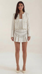 Conjunto de tweed para mujer con chaqueta y falda plisada - Foto 1