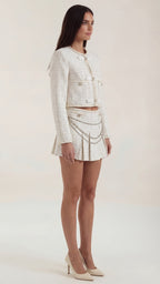 Conjunto de tweed para mujer con chaqueta y falda plisada - Foto 2