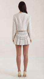 Conjunto de tweed para mujer con chaqueta y falda plisada - Foto 3