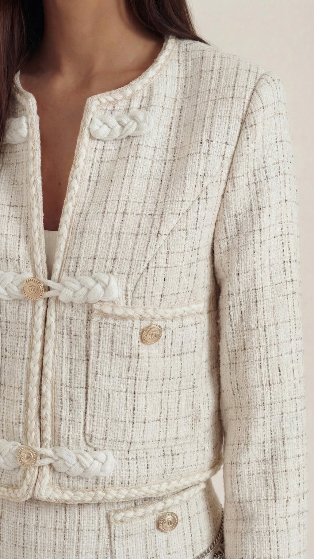 Conjunto de tweed para mujer con chaqueta y falda plisada - Foto 4