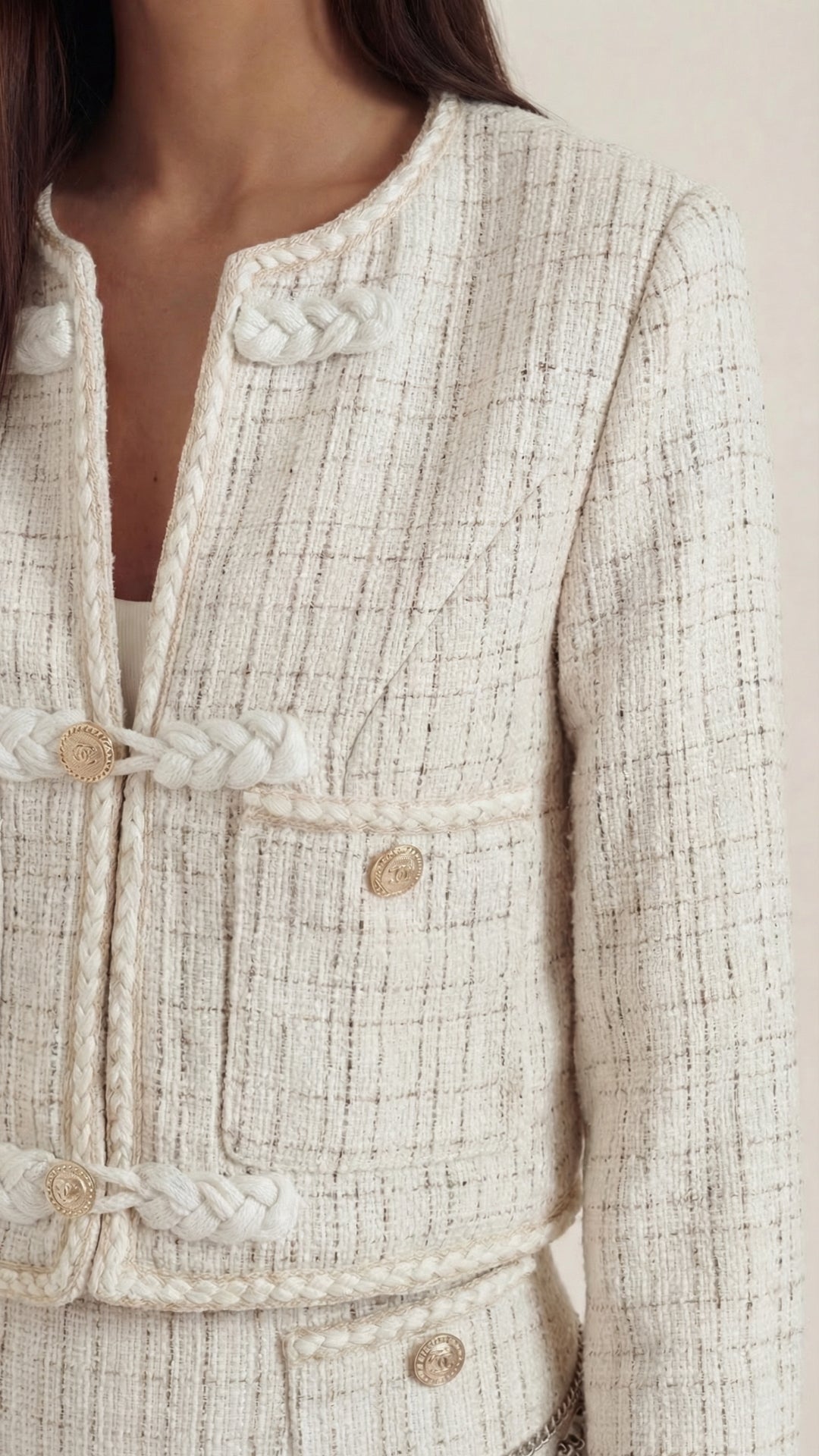 Conjunto de tweed para mujer con chaqueta y falda plisada - Foto 4