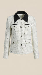 Chaqueta de tweed para mujer con cuello en contraste - Foto 5