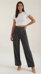 Pantalón ancho de mujer plisado de talle alto, ligero - Foto 10