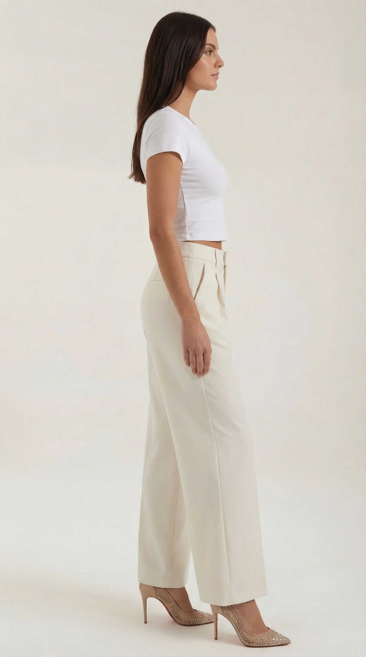 Pantalón ancho de mujer plisado de talle alto, ligero - Foto 2