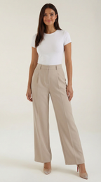 Pantalón ancho de mujer plisado de talle alto, ligero - Foto 3