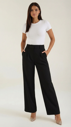Pantalón ancho de mujer plisado de talle alto, ligero - Foto 5