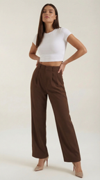 Pantalón ancho de mujer plisado de talle alto, ligero - Foto 9