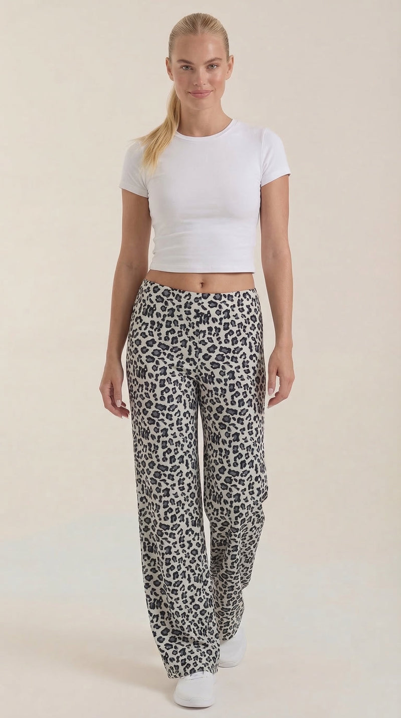 Pantalón ancho de leopardo para mujer con cintura elástica - Foto 1