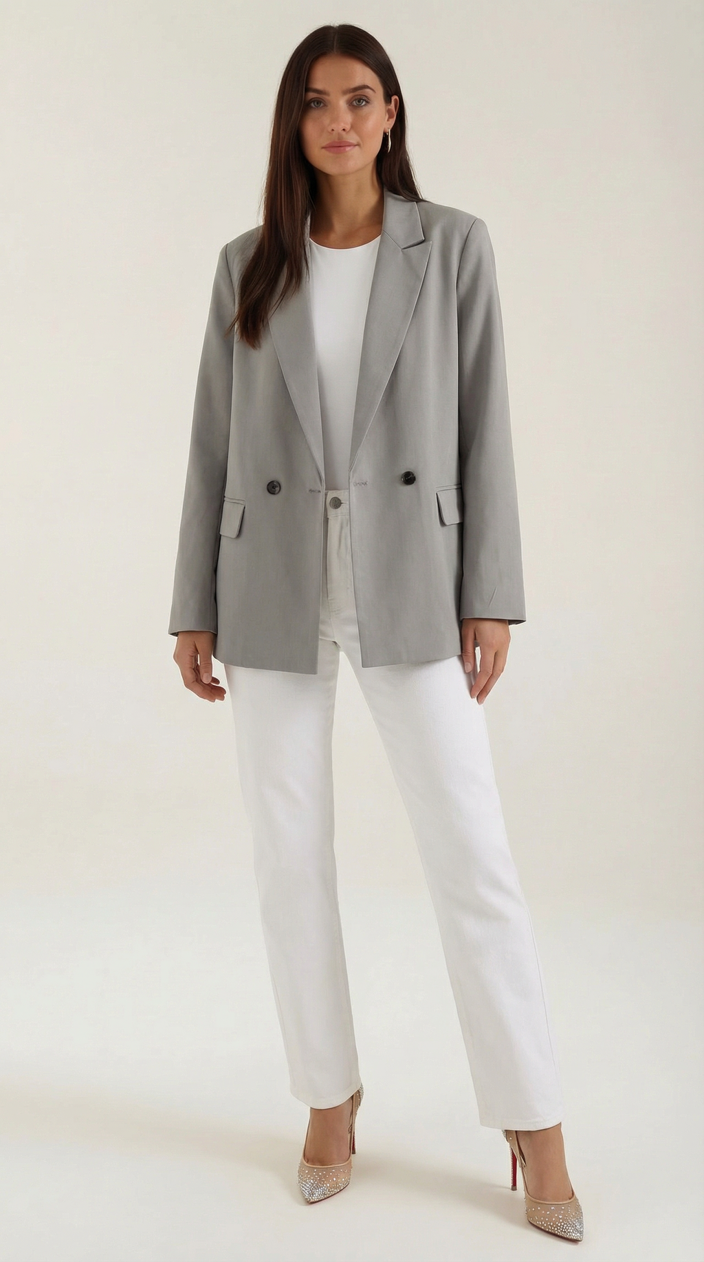 Blazer largo entallado para mujer con hombreras discretas - Foto 1