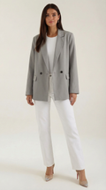 Blazer largo entallado para mujer con hombreras discretas - Foto 1