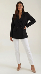 Blazer largo entallado para mujer con hombreras discretas - Foto 5