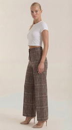 Pantalón de cuadros de tiro alto para mujer, pierna ancha - Foto 2