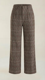 Pantalón de cuadros de tiro alto para mujer, pierna ancha - Foto 5