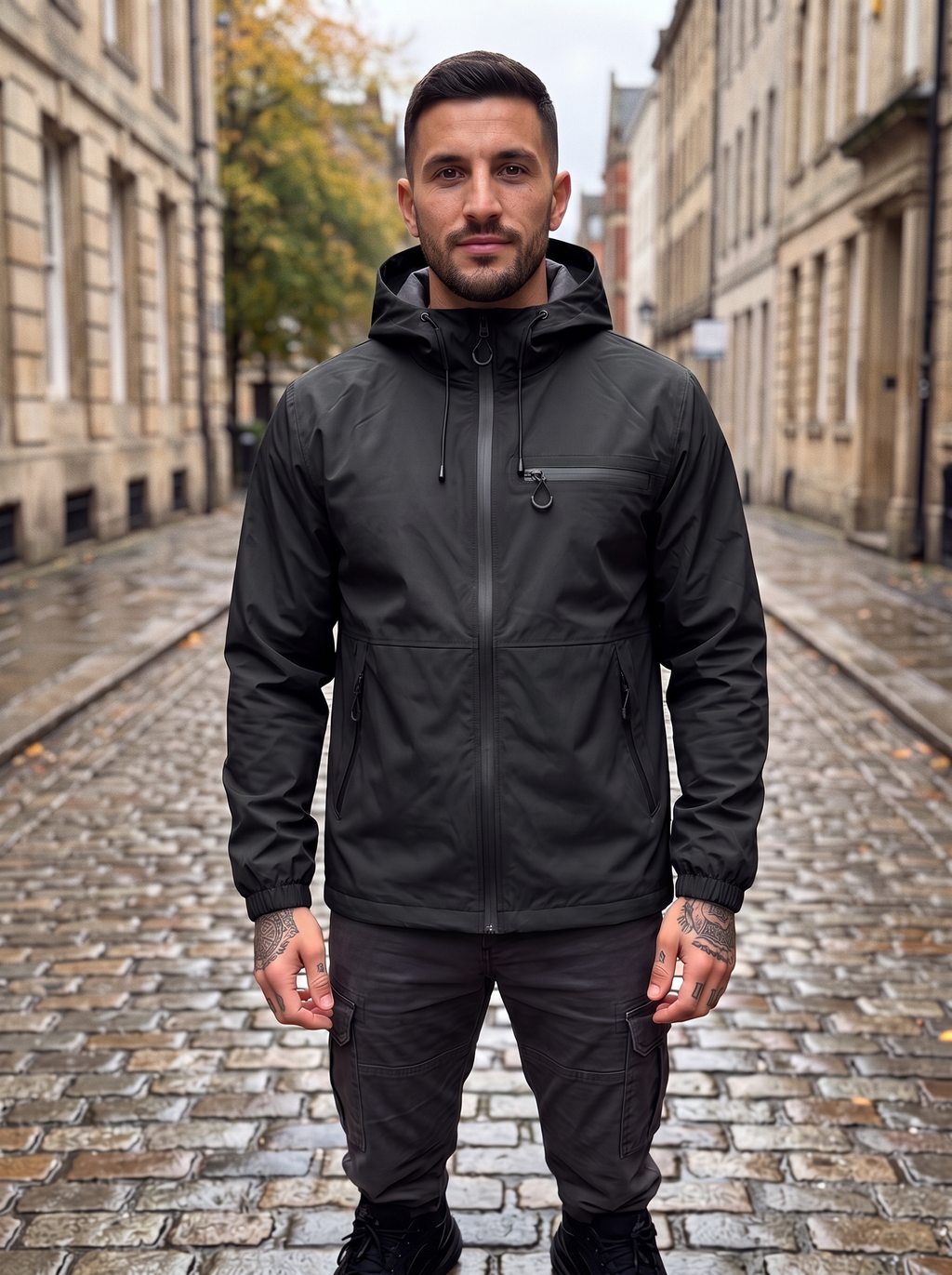 Chaqueta impermeable con capucha ajustable para hombre - Foto 6