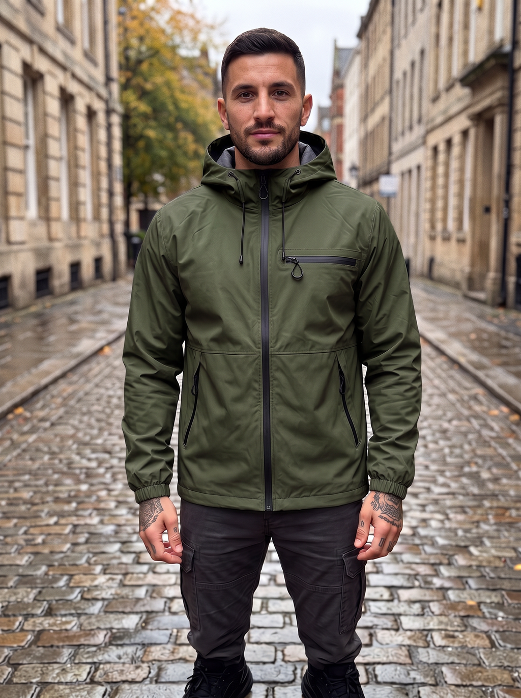 Chaqueta impermeable con capucha ajustable para hombre - Foto 9