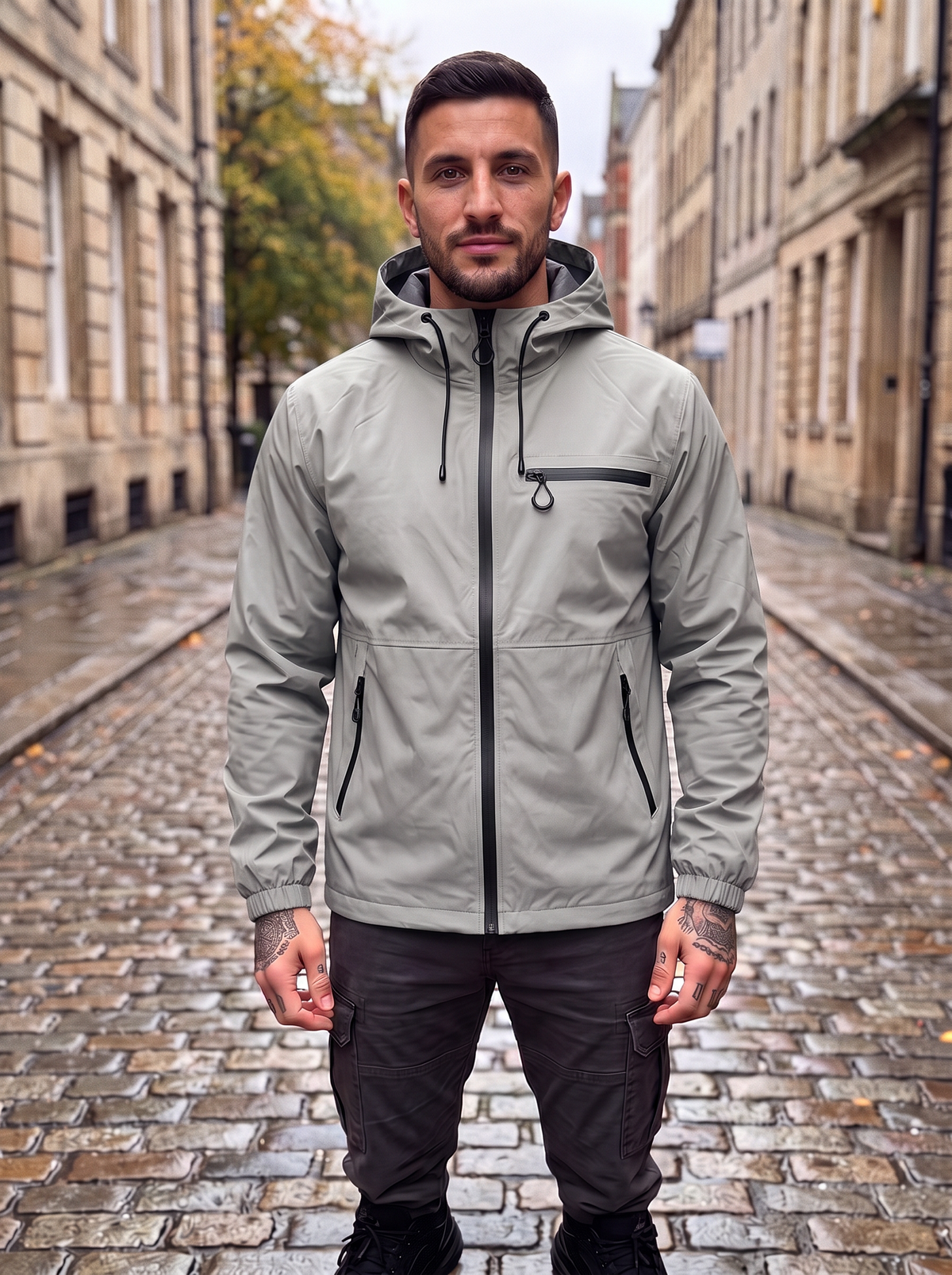 Chaqueta impermeable con capucha ajustable para hombre - Foto 8