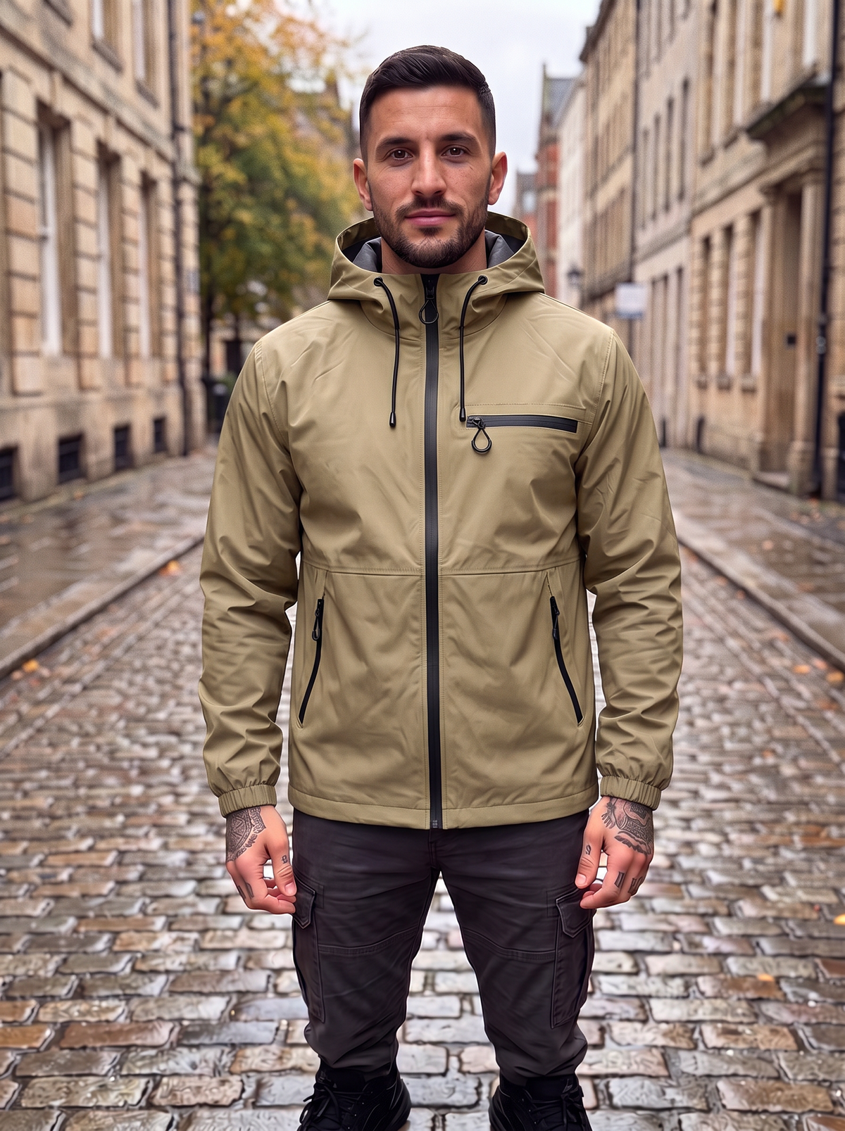 Chaqueta impermeable con capucha ajustable para hombre - Foto 10