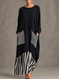 Vestido largo oversize de algodón negro para mujer - Foto 2