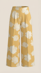 Pantalón relajado de mujer con estampado de flores amarillo - Foto 5