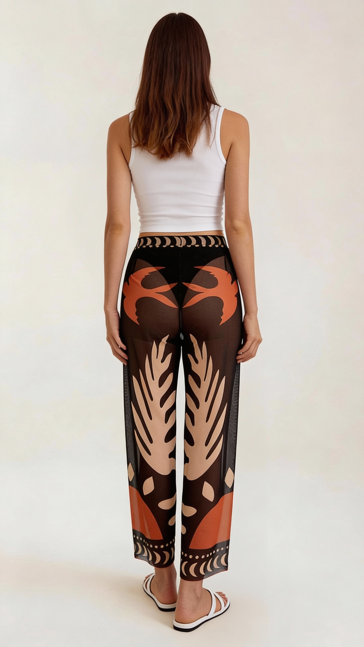 Pantalón boho transparente para mujer con estampado tropical - Foto 3
