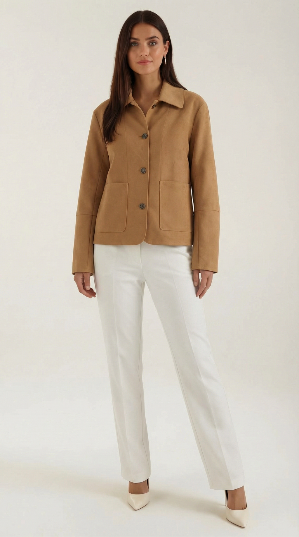 Chaqueta corta con botones para mujer, suave y ligera - Foto 1