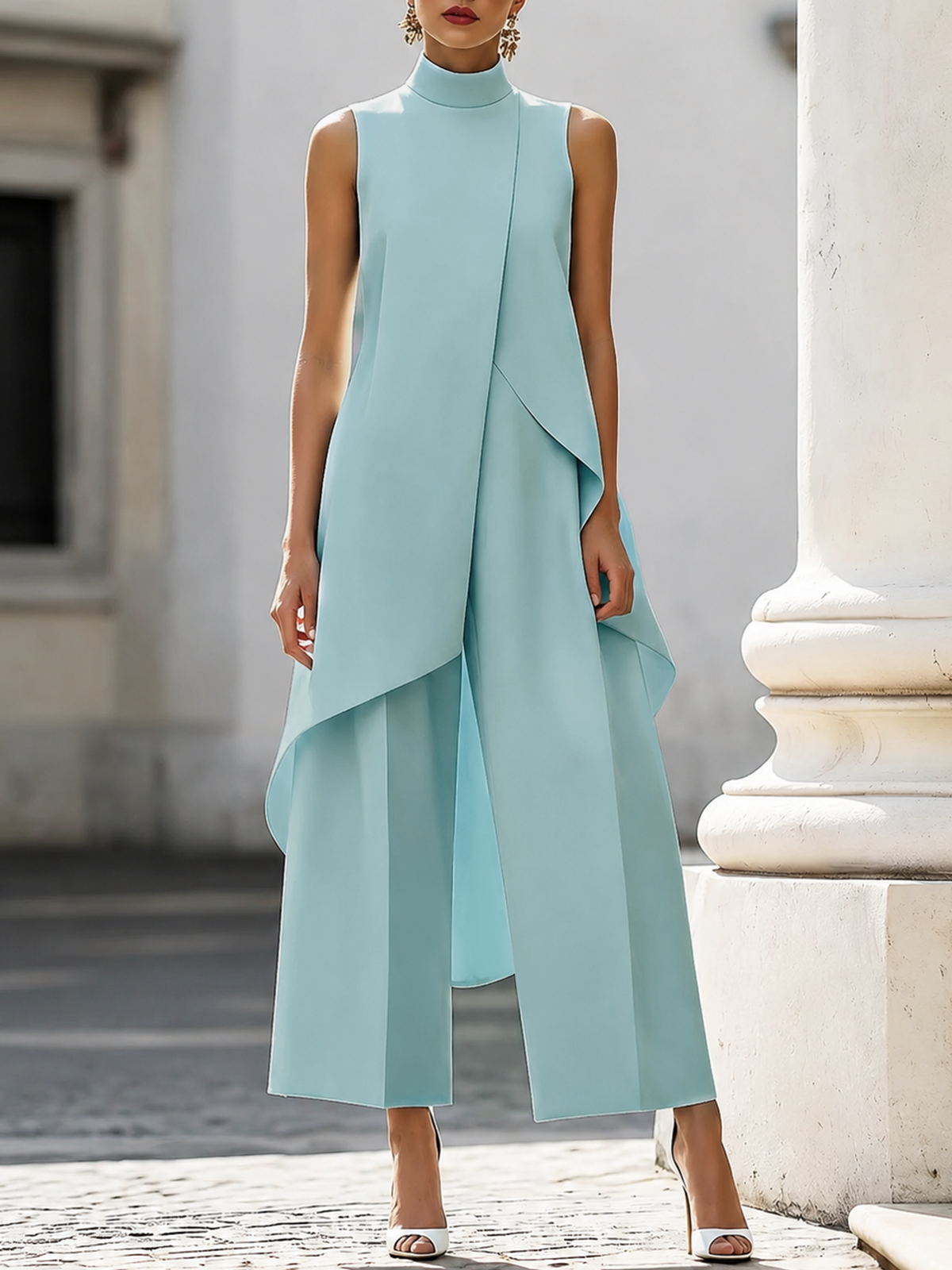 Mono elegante de pierna ancha con cuello alto – Valeria - Foto 9