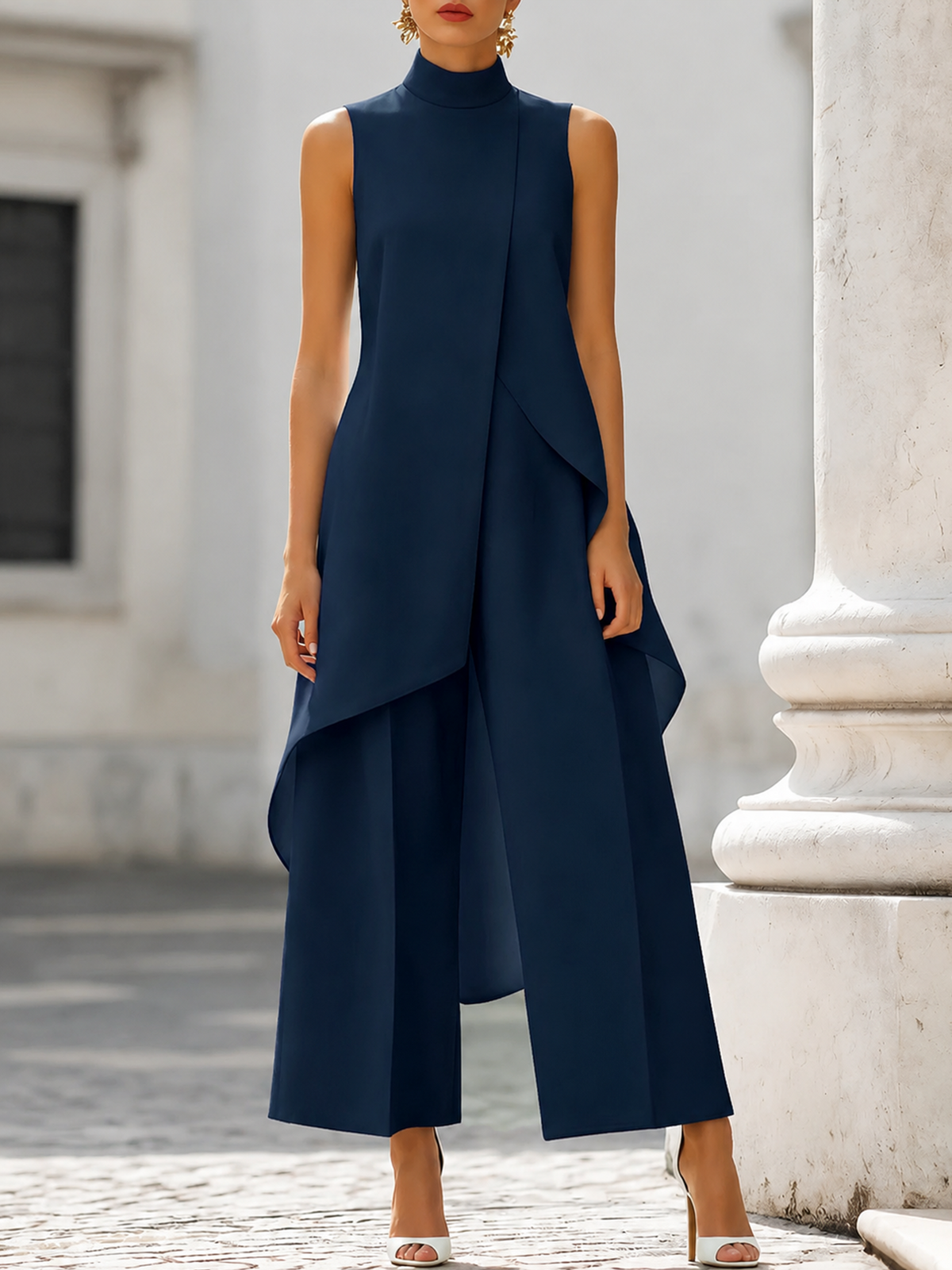Mono elegante de pierna ancha con cuello alto – Valeria - Foto 6