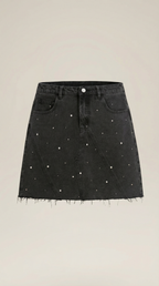 Minifalda vaquera negra para mujer con perlas, tallas XL-5XL - Foto 5