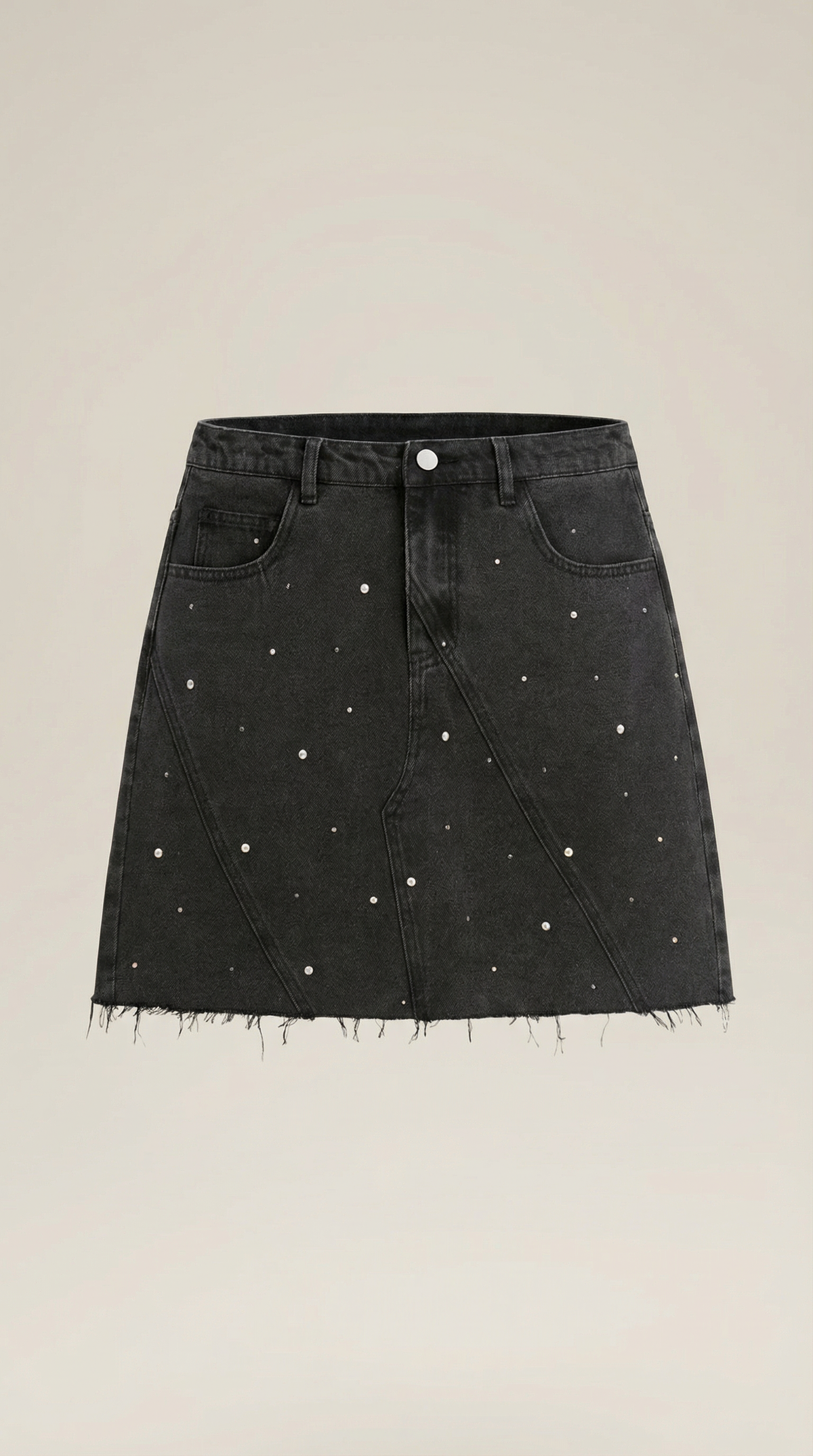 Minifalda vaquera negra para mujer con perlas, tallas XL-5XL - Foto 5