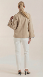 Gabardina clásica para mujer con forro a rayas, beige - Foto 4