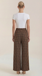 Pantalón de cuadros de mujer con pierna ancha y botones - Foto 4