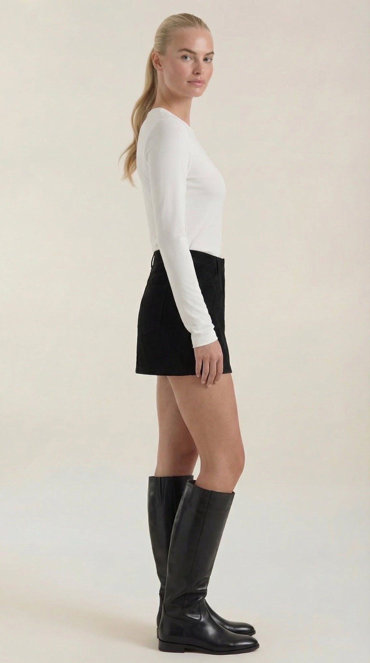 Minifalda de talle alto para mujer, entallada y elegante - Foto 2
