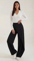 Pantalón ancho de mujer con cintura asimétrica y botones - Foto 1