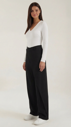 Pantalón ancho de mujer con cintura asimétrica y botones - Foto 2