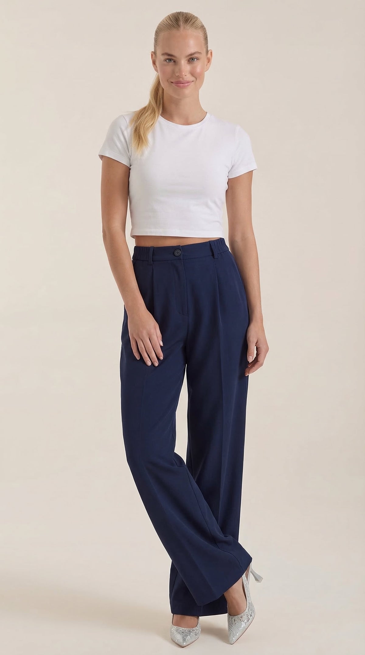 Pantalón de oficina para mujer con pierna ancha fluida - Foto 10