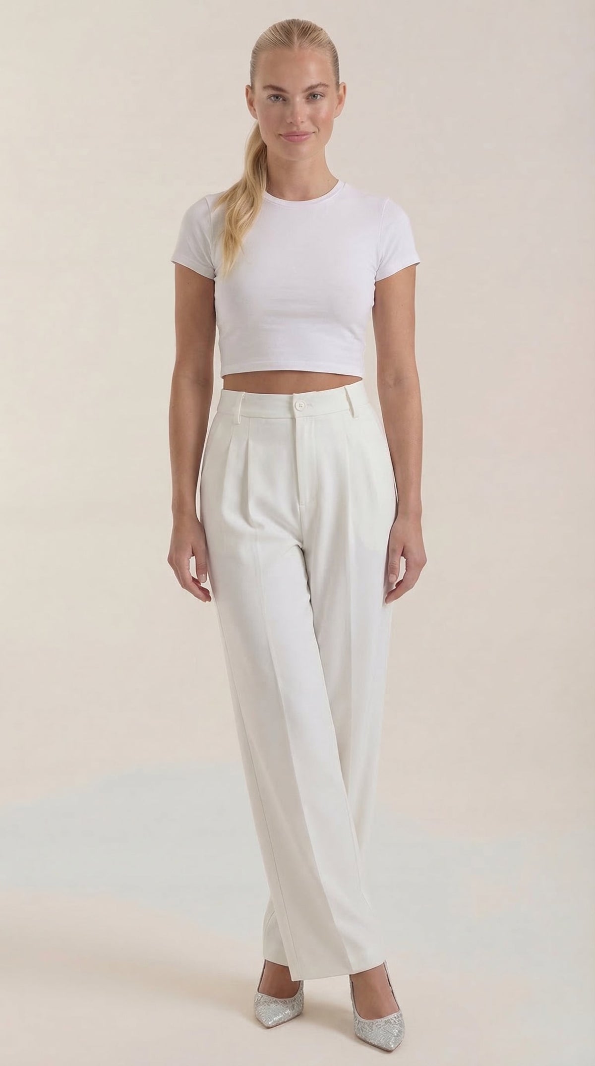 Pantalón de oficina para mujer con pierna ancha fluida - Foto 5